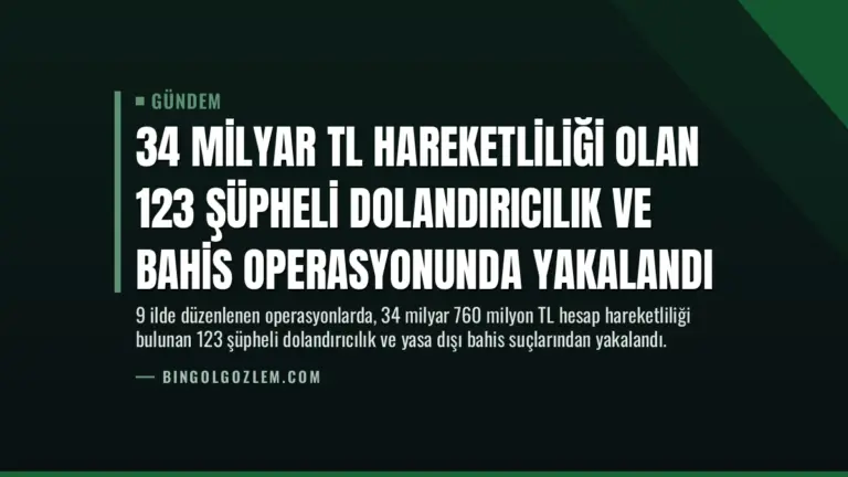 34 Milyar TL Hareketliliği Olan 123 Şüpheli Dolandırıcılık ve Bahis Operasyonunda Yakalandı