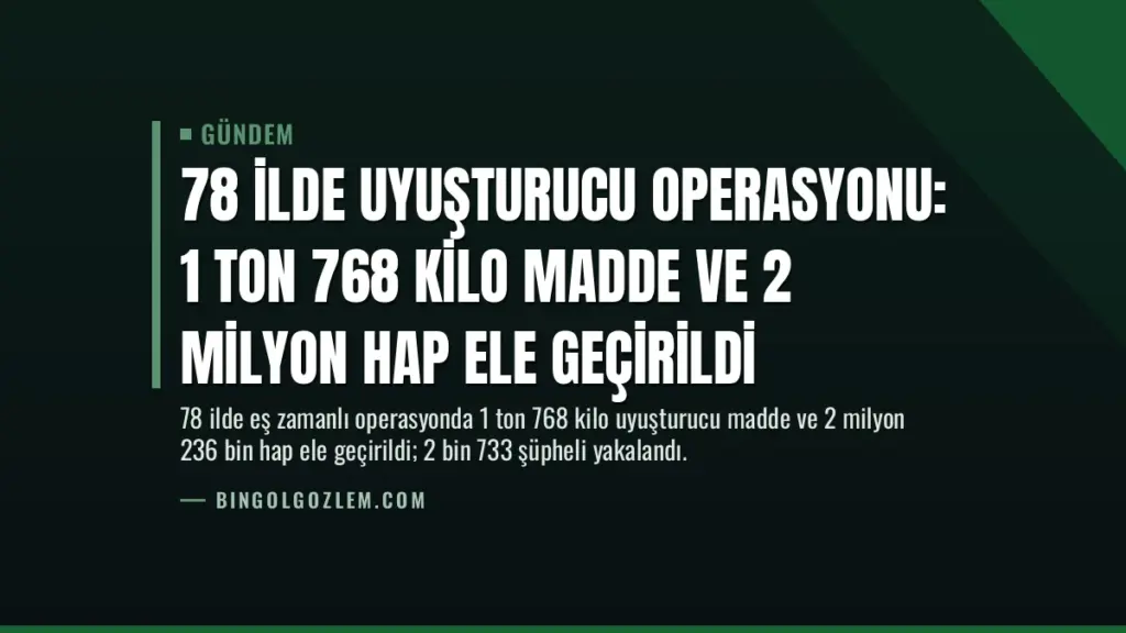 78 İlde Uyuşturucu Operasyonu: 1 Ton 768 Kilo Madde ve 2 Milyon Hap Ele Geçirildi