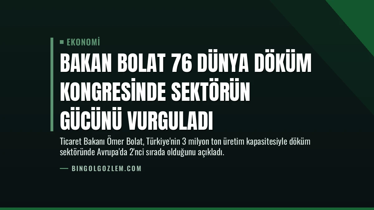 Bakan Bolat 76 Dünya Döküm Kongresinde Sektörün Gücünü Vurguladı