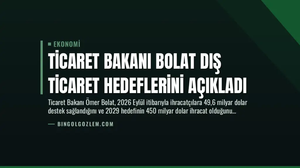 Ticaret Bakanı Bolat Dış Ticaret Hedeflerini Açıkladı