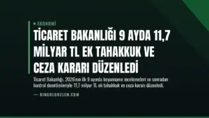 Ticaret Bakanlığı 9 Ayda 11,7 Milyar TL Ek Tahakkuk ve Ceza Kararı Düzenledi