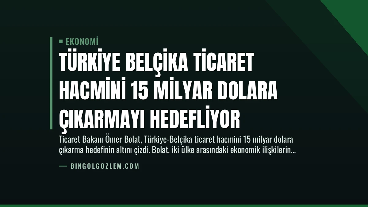 Türkiye Belçika Ticaret Hacmini 15 Milyar Dolara Çıkarmayı Hedefliyor