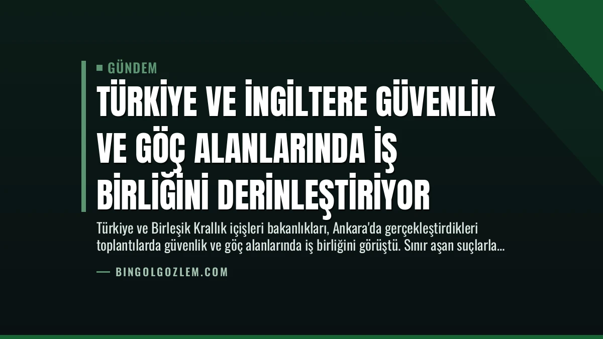 Türkiye ve İngiltere Güvenlik ve Göç Alanlarında İş Birliğini Derinleştiriyor